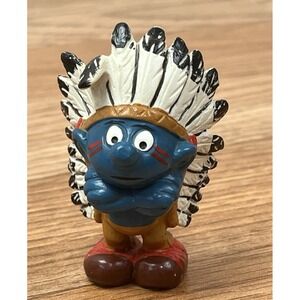 Schleich Smurf PVC Figure Indian Chief Vintage 1981